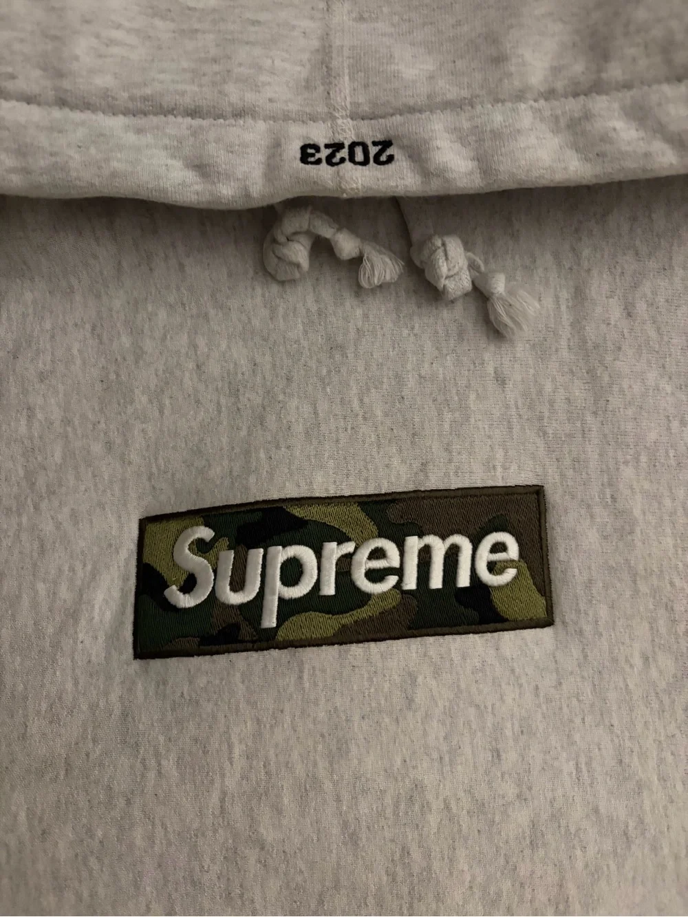 Supreme Gray Hoodie camo box logo